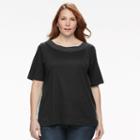 Plus Size Women's Croft & Barrow&reg; Crochet Tee, Size: 2xl, Black