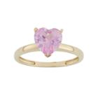 10k Gold Lab-created Pink Sapphire Heart Ring, Women's, Size: 8