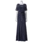 Women's 1 By 8 Scroll Lace Evening Gown, Silver