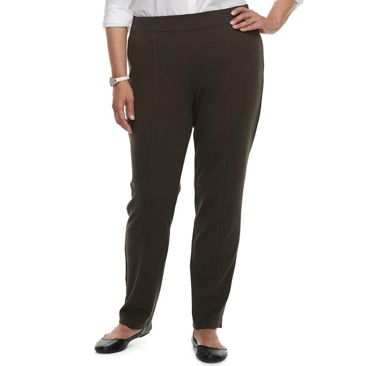 Plus Size Croft & Barrow&reg; Easy Care Pull-on Pants, Women's, Size: 2x Long, Dark Green