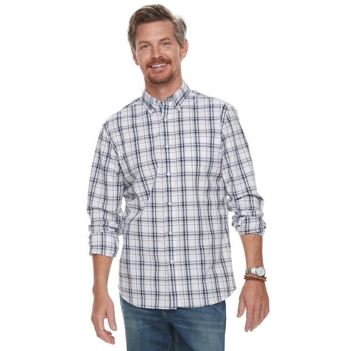 Men's Sonoma Goods For Life&trade; Modern-fit Stretch Poplin Button-down Shirt, Size: Medium, Med Grey