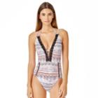 Juniors' California Sunshine Crochet Lace One-piece Swimsuit, Women's, Size: Medium, Desert Dreams