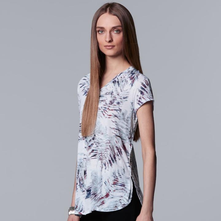 Women's Simply Vera Vera Wang Printed V-neck Tee, Size: Large, White