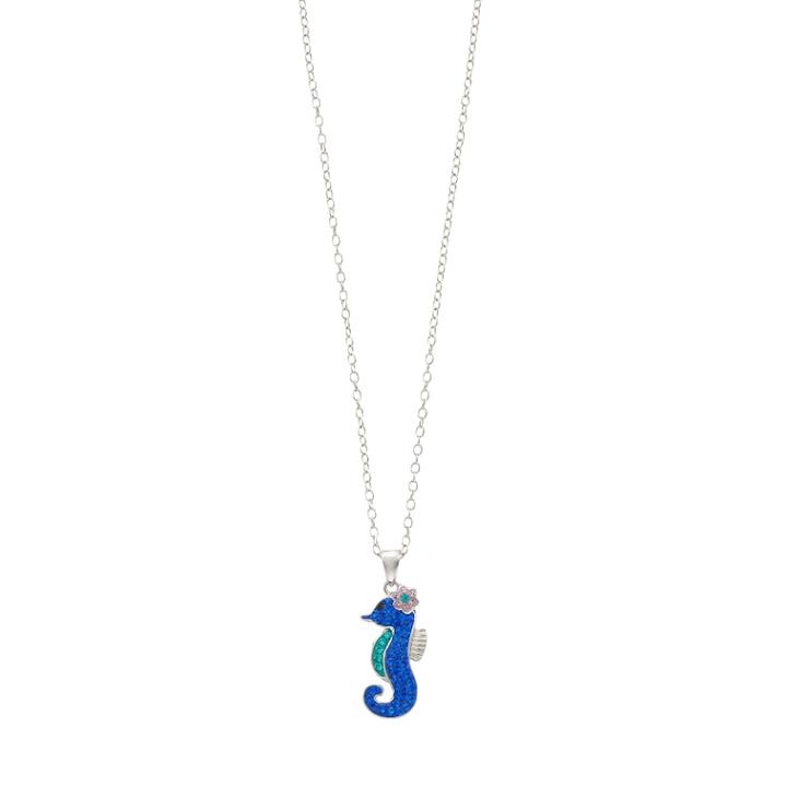 Silver Tone Seahorse Pendant Necklace, Women's, Size: 18, Blue