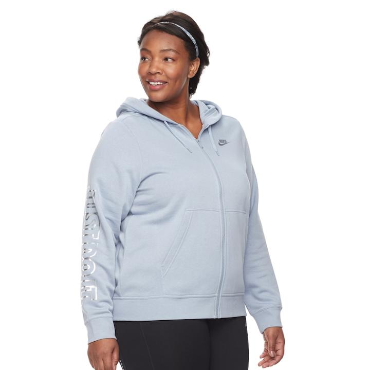 Plus Size Nike Zip-front Hoodie, Women's, Size: 1xl, Dark Grey