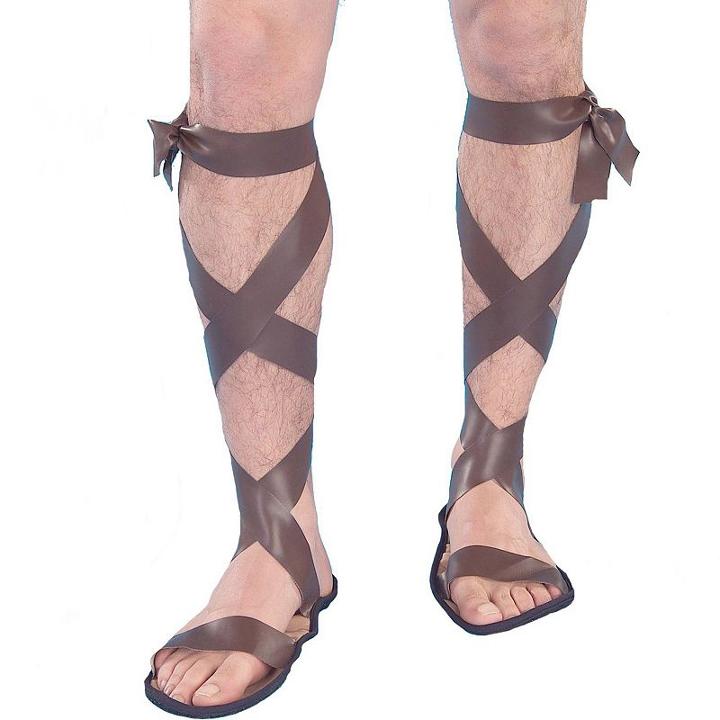 Adult Roman Gladiator Costume Sandals, Brown