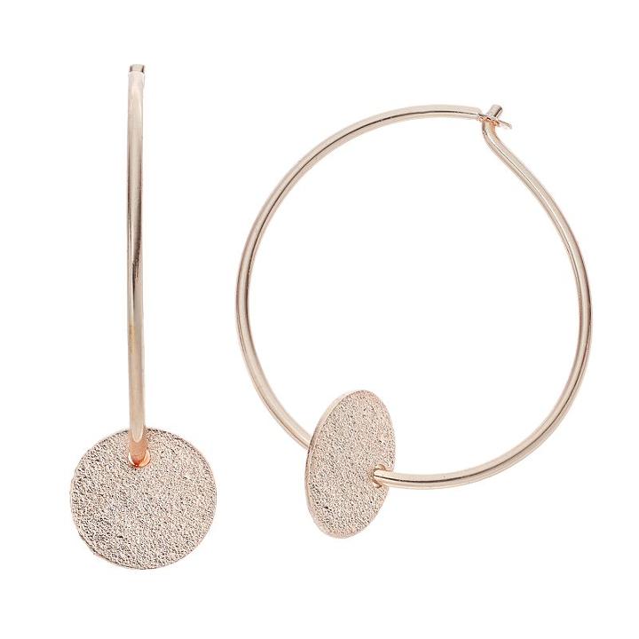 Lc Lauren Conrad Glittery Disc Nickel Free Hoop Earrings, Women's, Light Pink