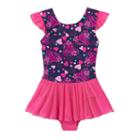 Girls 4-14 Jacques Moret Bow & Hearts Skirtall Leotard, Girl's, Size: Small, Blue (navy)