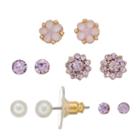 Lc Lauren Conrad Flower Stud Earring Set, Women's, Purple
