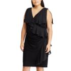 Plus Size Chaps Ruffled Faux-wrap Dress, Women's, Size: 16 W, Black