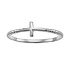 Silver-plated Sideways Cross Ring, Women's, Size: 7, Grey