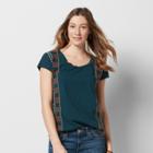 Women's Sonoma Goods For Life&trade; Embroidered Dolman Tee, Size: Medium, Dark Blue