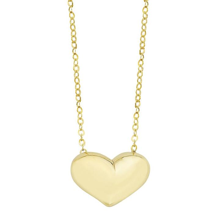 10k Gold Heart Necklace, Women's, Size: 18, Yellow