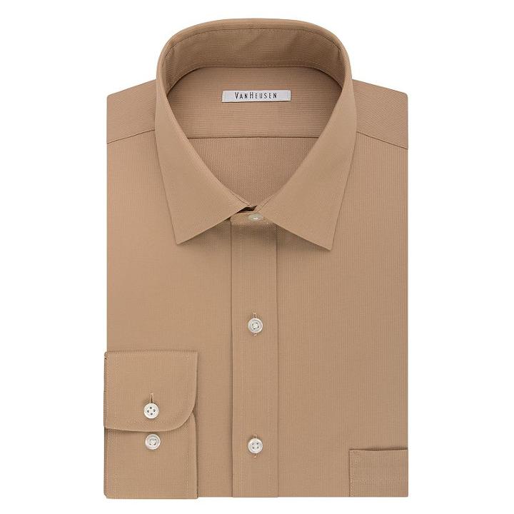Big & Tall Van Heusen Regular-fit Flex Collar Pincord Wrinkle-free Dress Shirt, Men's, Size: 18-32/33, Med Orange