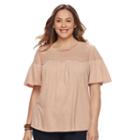 Plus Size Sonoma Goods For Life&trade; Embroidered Yoke Tee, Women's, Size: 3xl, Med Pink
