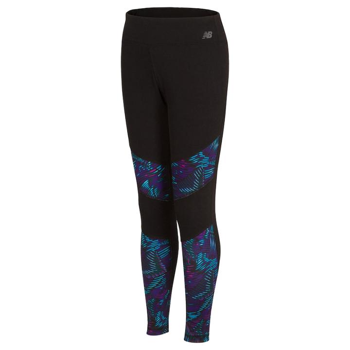 Girls 7-16 New Balance Print Moisture-wicking Performance Tights, Size: 10-12, Black