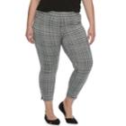 Plus Size Utopia By Hue Wide Waistband Houndstooth Skimmer Leggings, Women's, Size: 2xl, Black