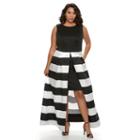 Plus Size Chaya Striped Evening Gown, Women's, Size: 14 W, Grey (charcoal)