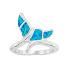 Lab-created Blue Opal Sterling Silver Whale Tail Ring, Women's, Size: 8