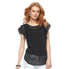 Women's Apt. 9&reg; Burnout Flutter Tee, Size: Large, Black