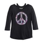 Girls 7-16 Mudd&reg; 3/4-sleeve Cutout Printed Tee, Size: 10, Black
