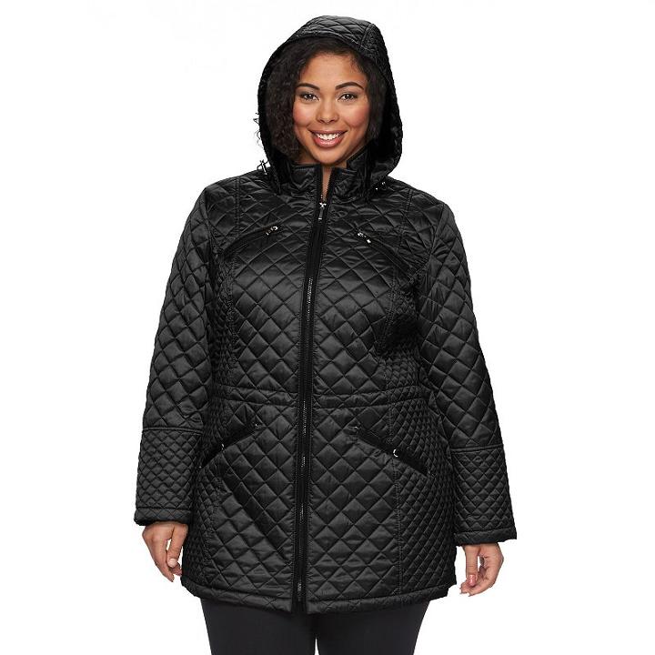 Plus Size Braetan Hooded Long Quilted Jacket, Women's, Size: 2xl, Black