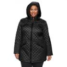 Plus Size Braetan Hooded Long Quilted Jacket, Women's, Size: 2xl, Black