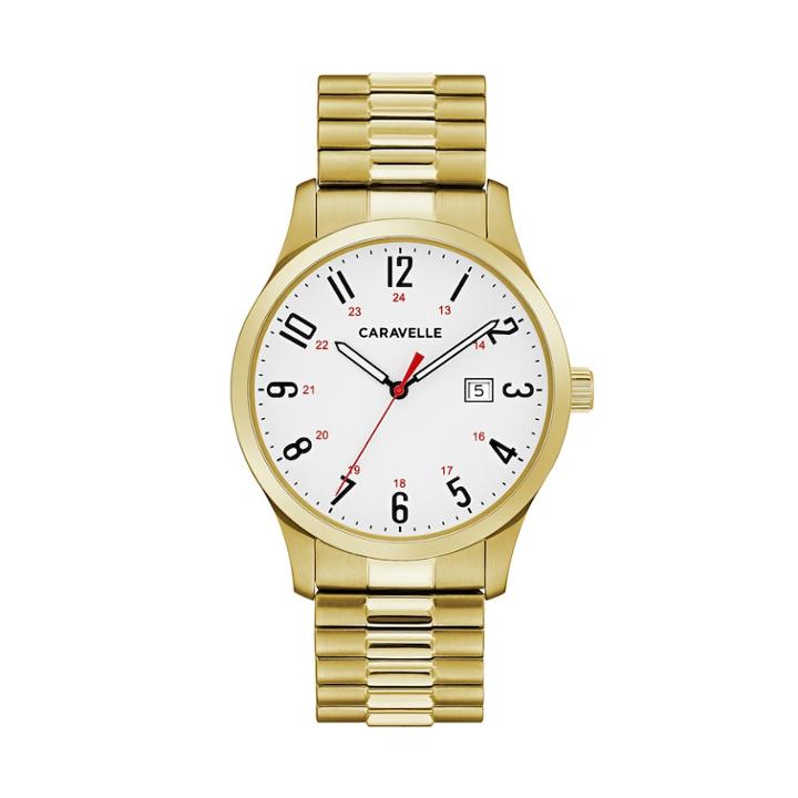 Caravelle Men's Easy Reader Stainless Steel Expansion Watch - 44b117, Size: Large, Yellow