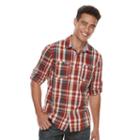 Men's Urban Pipeline&reg; Mexflex Plaid Button-down Shirt, Size: Large, Red