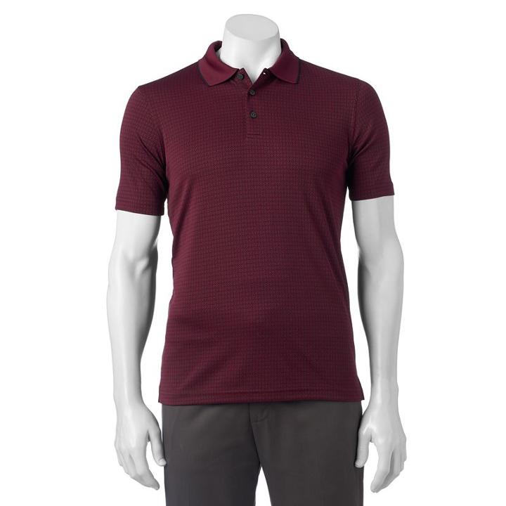 Men's Haggar In Motion Classic-fit Diamond Performance Polo, Size: Medium, Red Other