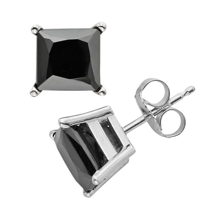 10k White Gold 3-ct. T.w. Black Diamond Solitaire Earrings, Women's