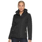 Women's Weathercast Hooded Quilted Jacket, Size: Large, Black