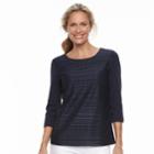 Women's Croft & Barrow&reg; Lace-front Scoopneck Tee, Size: Large, Blue