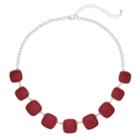 Red Square Link Statement Necklace, Women's