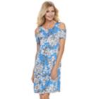 Women's Perceptions Floral Cold-shoulder Shift Dress, Size: 8, Blue