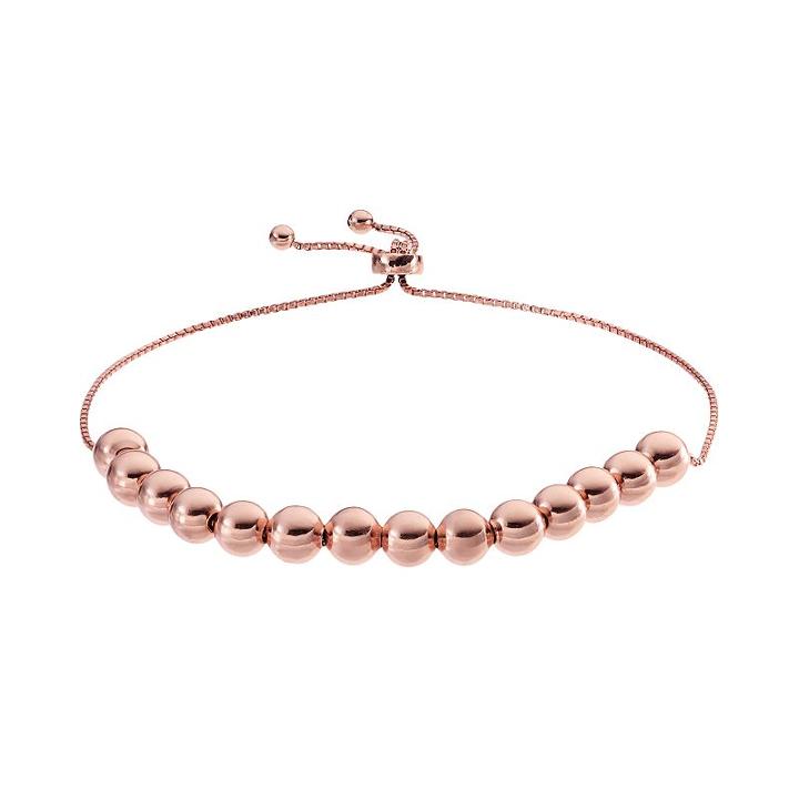 Sterling Silver Beaded Lariat Bracelet, Women's, Pink