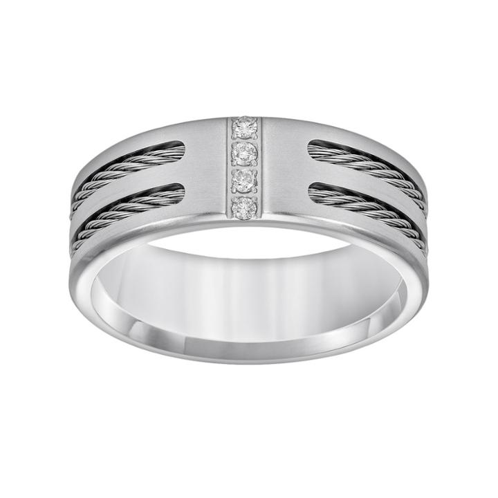Lovemark Stainless Steel Diamond Accent Men's Wedding Band, Size: 12.50, White