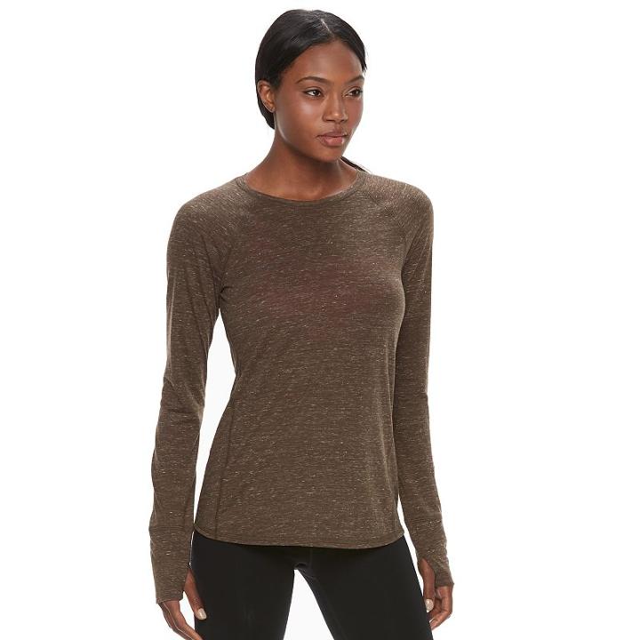 Women's Tek Gear&reg; Long Sleeve Tee, Size: Large, Dark Green