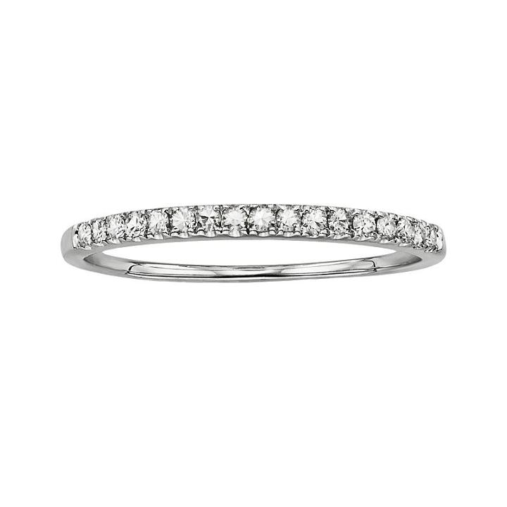 Forever Brilliant 14k White Gold 1/7-ct. T.w. Round-cut Lab-created Moissanite Band, Women's, Size: 7