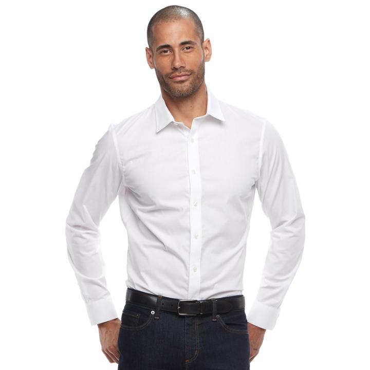 Big & Tall Apt. 9&reg; Slim-fit Stretch Button-down Shirt, Men's, Size: Xl Tall, White