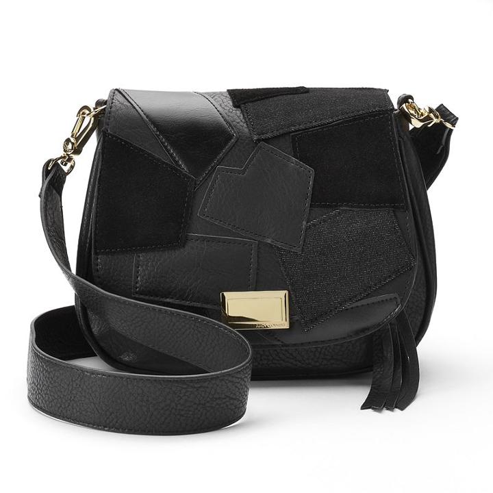 Juicy Couture Patchwork Flap Saddle Bag, Women's, Black