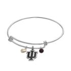 Fiora Sterling Silver Indiana Hoosiers Charm Bangle Bracelet, Women's, Dark Red