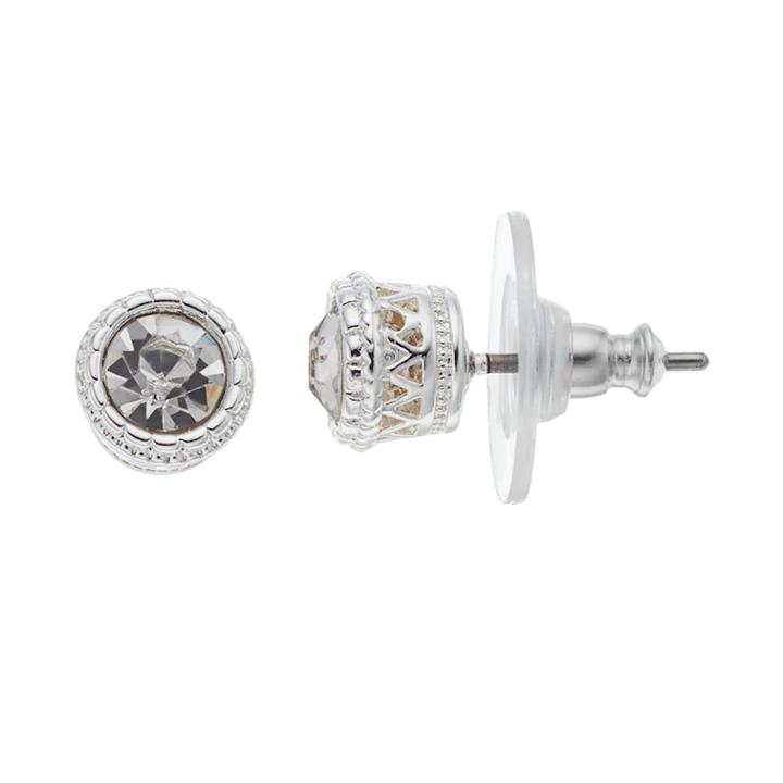 Lc Lauren Conrad Crown Nickel Free Button Stud Earrings, Women's, Silver