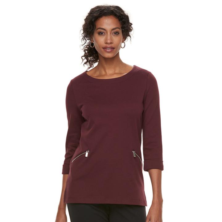Women's Croft & Barrow&reg; Pullover Tunic Top, Size: Medium, Red