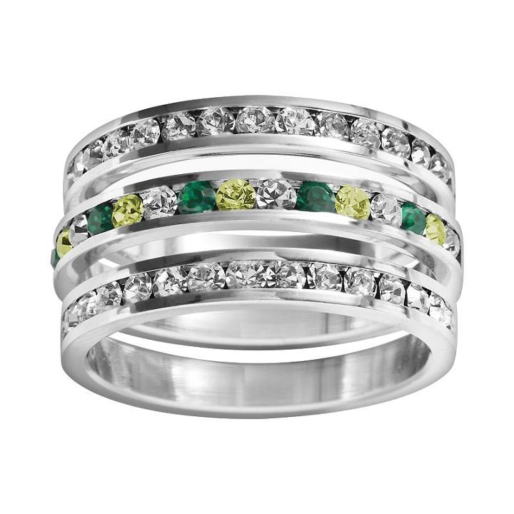 Traditions Sterling Silver Swarovski Crystal Eternity Ring Set, Women's, Size: 6, Multicolor