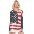 Women's Rock & Republic® Flag Scoopneck Sweater, Size: Xl, White Oth