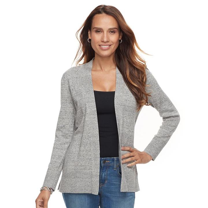 Petite Croft & Barrow&reg; Open-front Cardigan, Women's, Size: Xl Petite, Med Grey