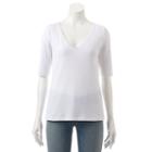 Women's Apt. 9&reg; Essential Ribbed V-neck Tee, Size: Small, White