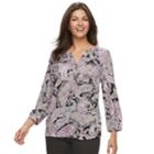 Women's Croft & Barrow&reg; Splitneck Peasant Top, Size: Xl, Black