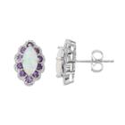 Sterling Silver Lab-created Opal & Amethyst Marquise Stud Earrings, Women's, Purple